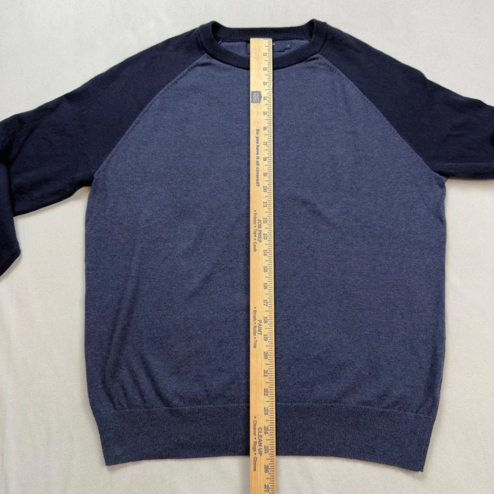 J Crew Cotton Cashmere Raglan Crewneck Sweater Mens‎ Size L Blue